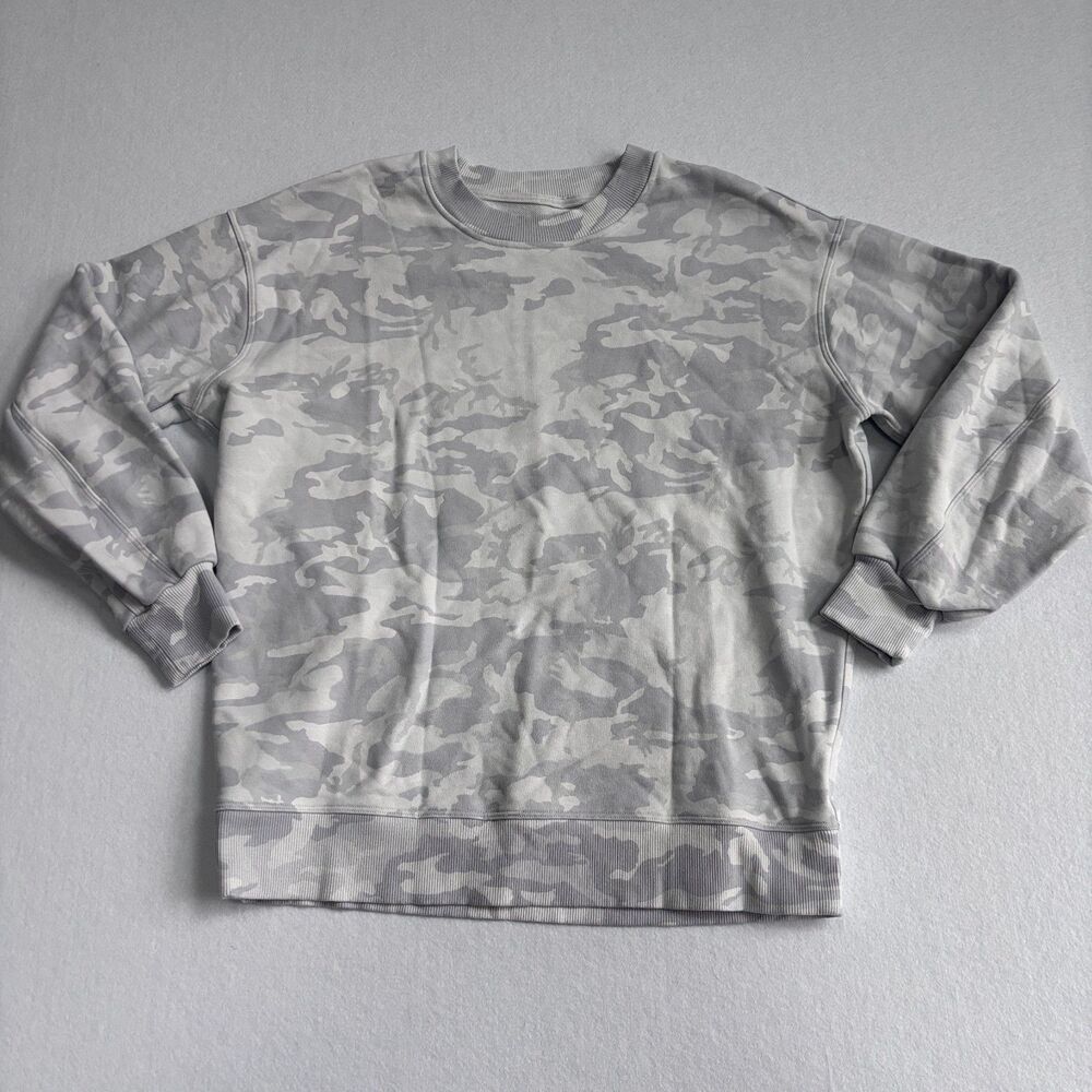 Lululemon Perfectly Oversized Crew Women's S Incognito Camo Gray White Pullover